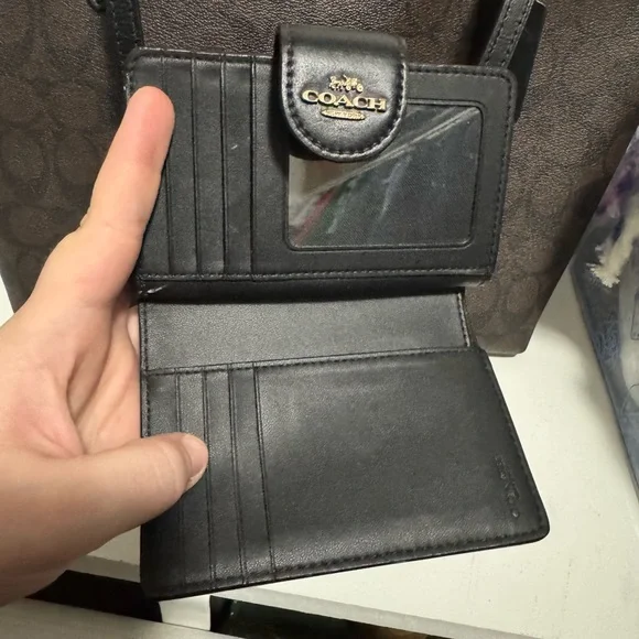Coach Signature Brown and Black Tote Bag with Wallet - Picture 6 of 8